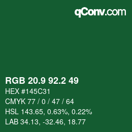 カラーコード: RGB 20.9 92.2 49 | qconv.com