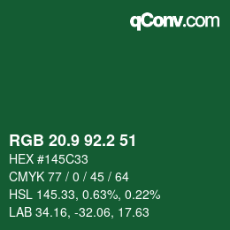 カラーコード: RGB 20.9 92.2 51 | qconv.com