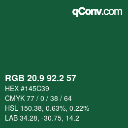 カラーコード: RGB 20.9 92.2 57 | qconv.com