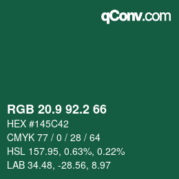 カラーコード: RGB 20.9 92.2 66 | qconv.com