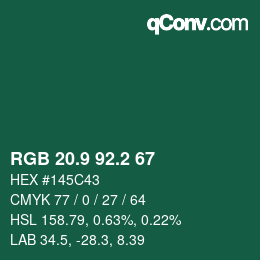 カラーコード: RGB 20.9 92.2 67 | qconv.com
