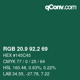 カラーコード: RGB 20.9 92.2 69 | qconv.com