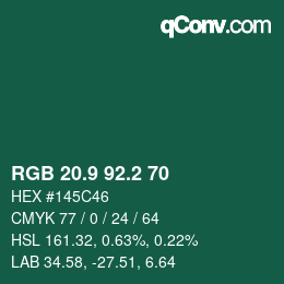 カラーコード: RGB 20.9 92.2 70 | qconv.com