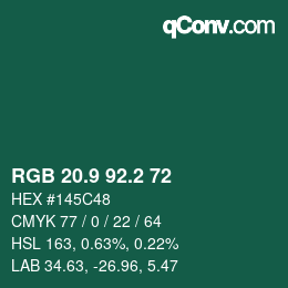 カラーコード: RGB 20.9 92.2 72 | qconv.com