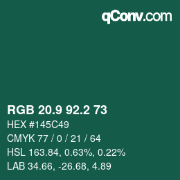 カラーコード: RGB 20.9 92.2 73 | qconv.com