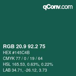 カラーコード: RGB 20.9 92.2 75 | qconv.com
