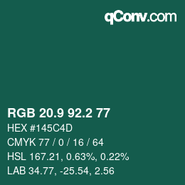カラーコード: RGB 20.9 92.2 77 | qconv.com