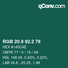 Color code: RGB 20.9 92.2 78 | qconv.com