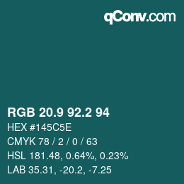 Color code: RGB 20.9 92.2 94 | qconv.com