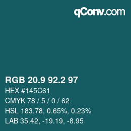 カラーコード: RGB 20.9 92.2 97 | qconv.com