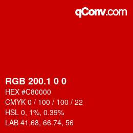 カラーコード: RGB 200.1 0 0 | qconv.com