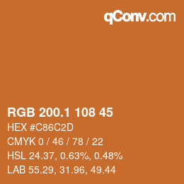 カラーコード: RGB 200.1 108 45 | qconv.com