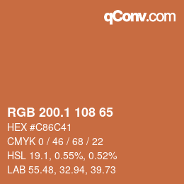 カラーコード: RGB 200.1 108 65 | qconv.com
