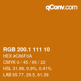 カラーコード: RGB 200.1 111 10 | qconv.com