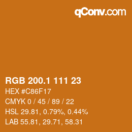 カラーコード: RGB 200.1 111 23 | qconv.com