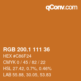 カラーコード: RGB 200.1 111 36 | qconv.com