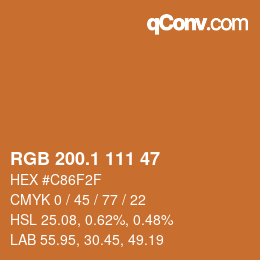 カラーコード: RGB 200.1 111 47 | qconv.com