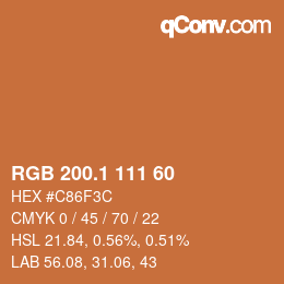 カラーコード: RGB 200.1 111 60 | qconv.com