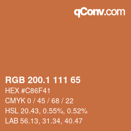 カラーコード: RGB 200.1 111 65 | qconv.com