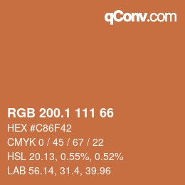 カラーコード: RGB 200.1 111 66 | qconv.com