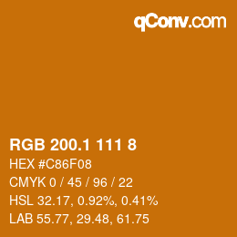 カラーコード: RGB 200.1 111 8 | qconv.com