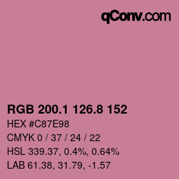 カラーコード: RGB 200.1 126.8 152 | qconv.com
