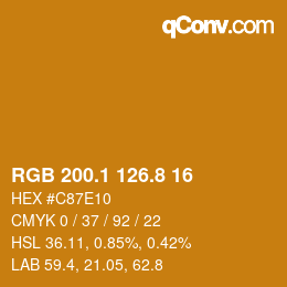カラーコード: RGB 200.1 126.8 16 | qconv.com