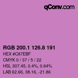 カラーコード: RGB 200.1 126.8 191 | qconv.com