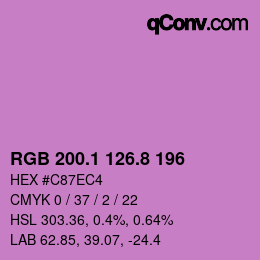 カラーコード: RGB 200.1 126.8 196 | qconv.com