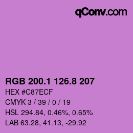 カラーコード: RGB 200.1 126.8 207 | qconv.com