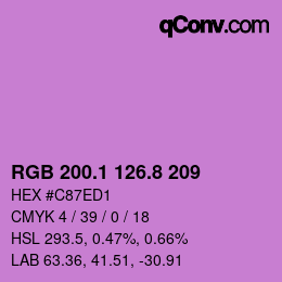 カラーコード: RGB 200.1 126.8 209 | qconv.com