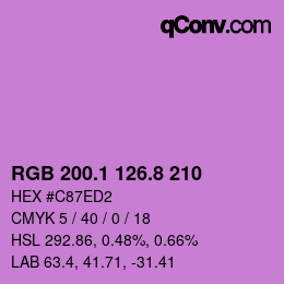 カラーコード: RGB 200.1 126.8 210 | qconv.com