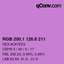 カラーコード: RGB 200.1 126.8 211 | qconv.com