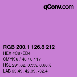 カラーコード: RGB 200.1 126.8 212 | qconv.com