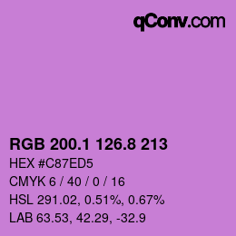 カラーコード: RGB 200.1 126.8 213 | qconv.com