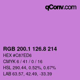 カラーコード: RGB 200.1 126.8 214 | qconv.com