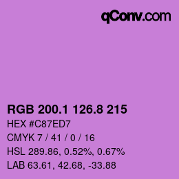 カラーコード: RGB 200.1 126.8 215 | qconv.com