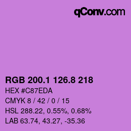 カラーコード: RGB 200.1 126.8 218 | qconv.com
