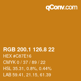カラーコード: RGB 200.1 126.8 22 | qconv.com