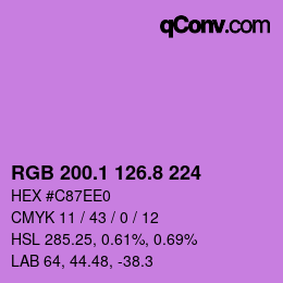 カラーコード: RGB 200.1 126.8 224 | qconv.com