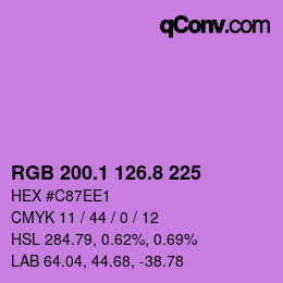 カラーコード: RGB 200.1 126.8 225 | qconv.com