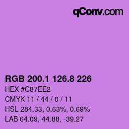 カラーコード: RGB 200.1 126.8 226 | qconv.com