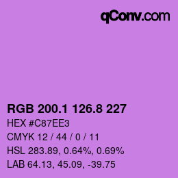 カラーコード: RGB 200.1 126.8 227 | qconv.com
