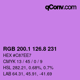 カラーコード: RGB 200.1 126.8 231 | qconv.com