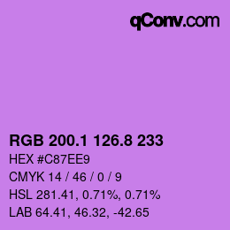 カラーコード: RGB 200.1 126.8 233 | qconv.com