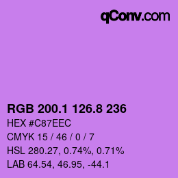 カラーコード: RGB 200.1 126.8 236 | qconv.com