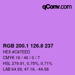 カラーコード: RGB 200.1 126.8 237 | qconv.com