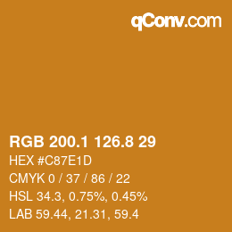 カラーコード: RGB 200.1 126.8 29 | qconv.com