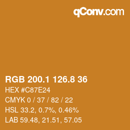 カラーコード: RGB 200.1 126.8 36 | qconv.com