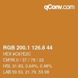 Color code: RGB 200.1 126.8 44 | qconv.com